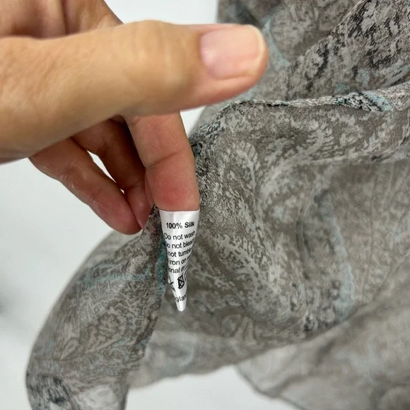 Eskander 100% Silk Sheer Organza Kimono Jacket Green Gray Paisley M/L $1000 - Picture 3 of 9